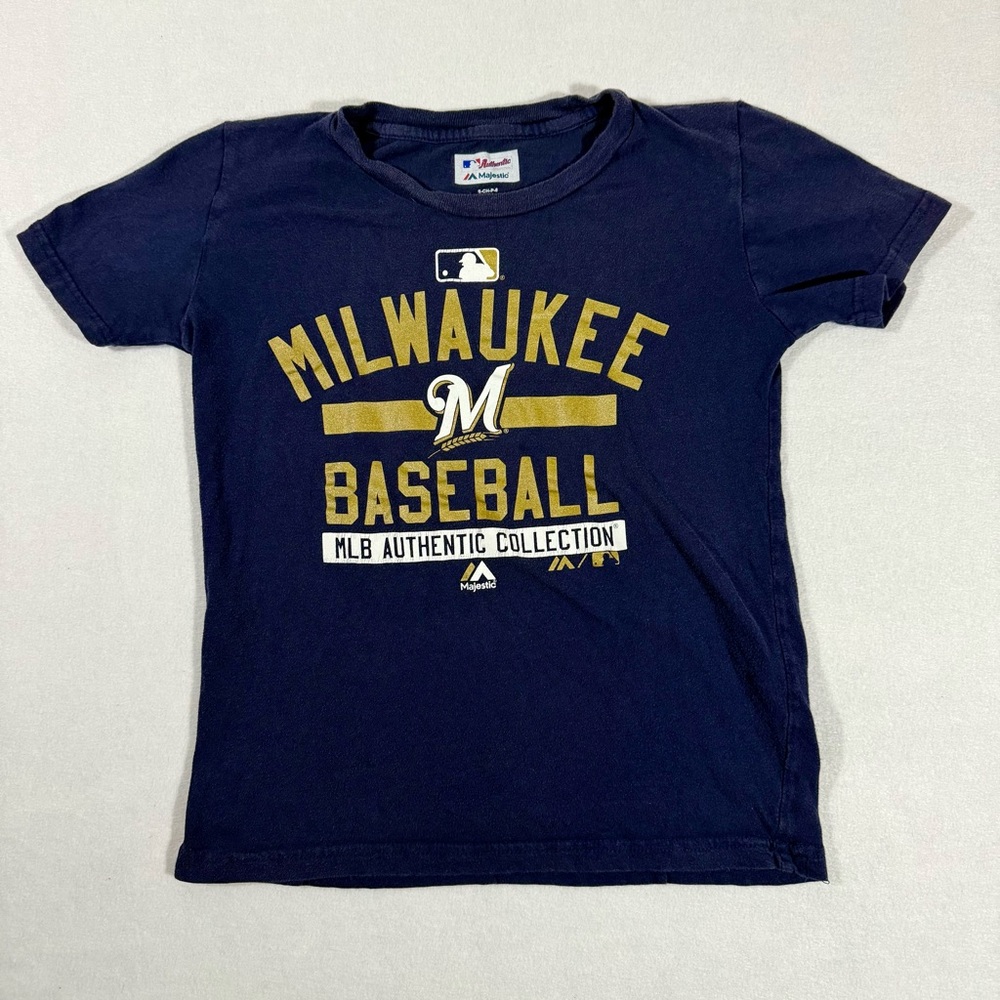 Majestic MLB Milwaukee Brewers Baseball Kids T-Shirt Size S/8